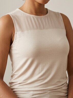 Simons Contemporaine Sleeveless Top Beige Tan Sheer Top Collar size Small